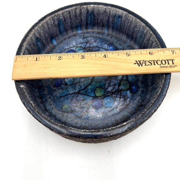 Vintage Bangholm Keramik Bowl Made in Denmark Studio  brown blue abstract design - Picture 11 of 11